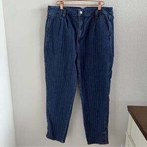 American Eagle Mom Jeans Button Ankle Stripe Denim 16